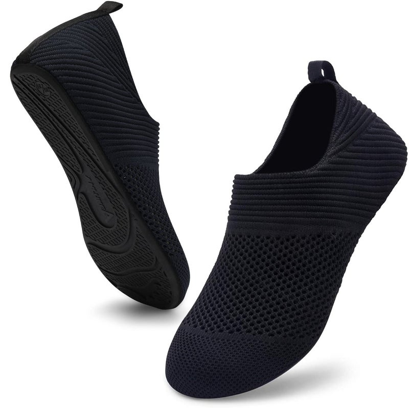 ANLUKE Womens Mens Water Sports Shoes Barefoot Quick-Dry Aqua Yoga Socks Slip-on (42/43, KBlack) - Image 1